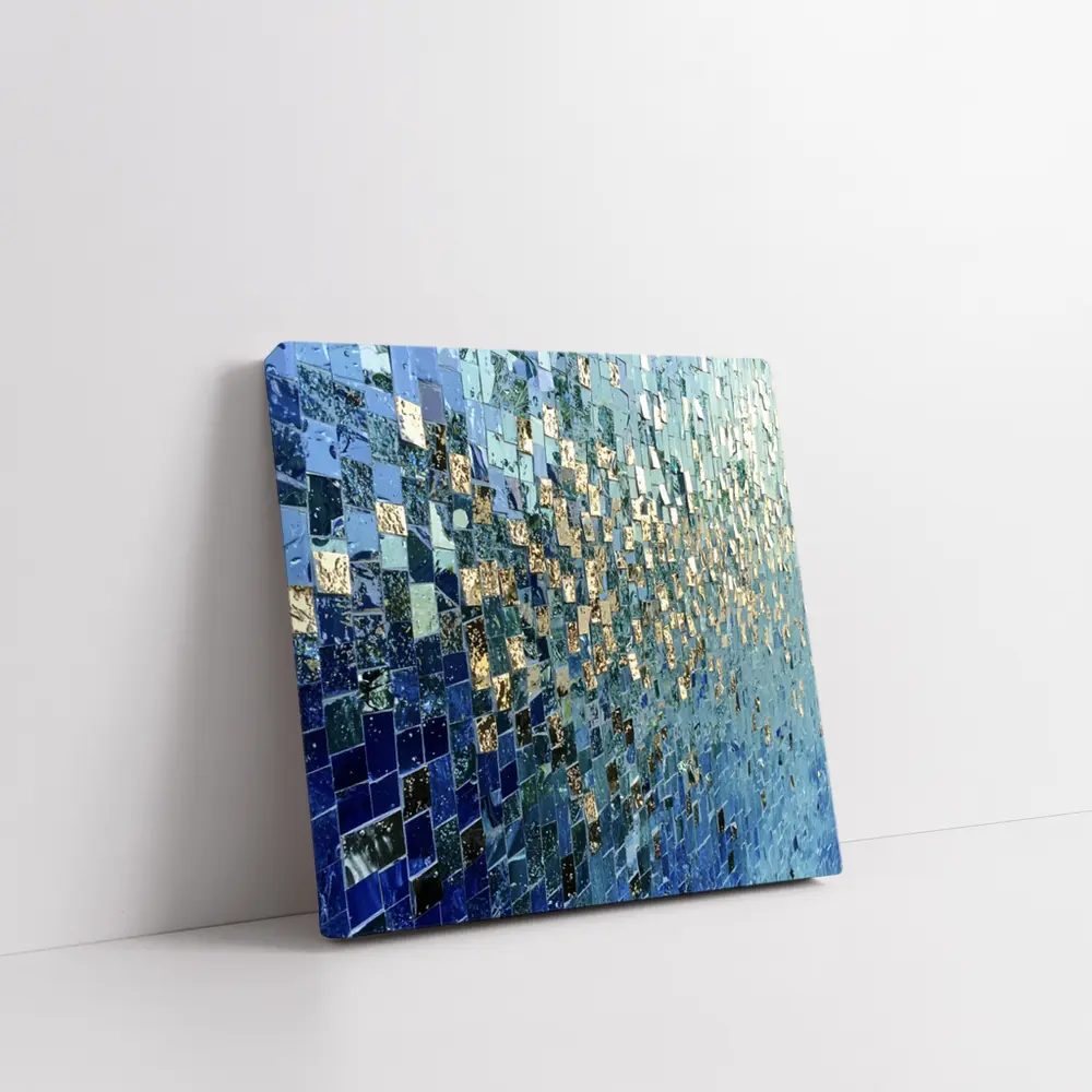Blue Gold Mosaic Tile Abstract Wall Art – Wall Art