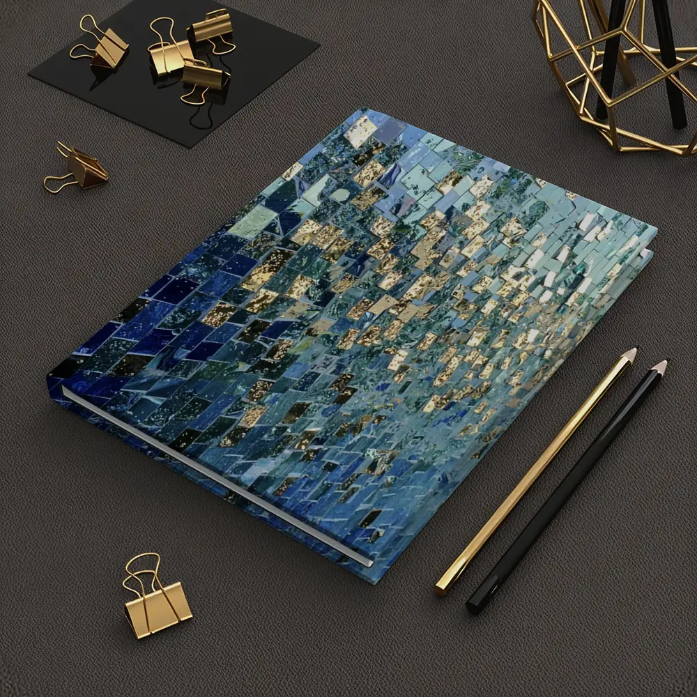 Blue Gold Mosaic Tile Abstract Wall Art – Notebooks