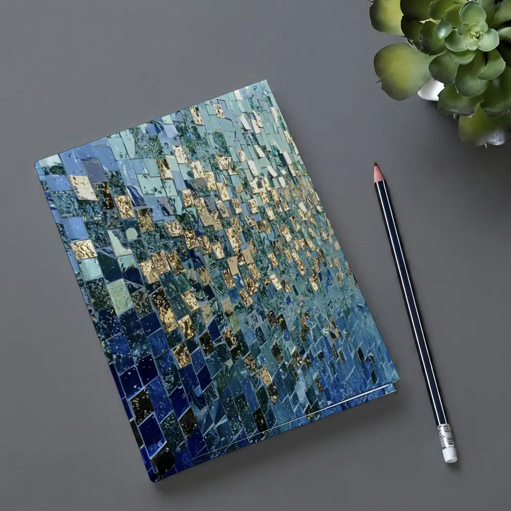 Blue Gold Mosaic Tile Abstract Wall Art – Notebooks