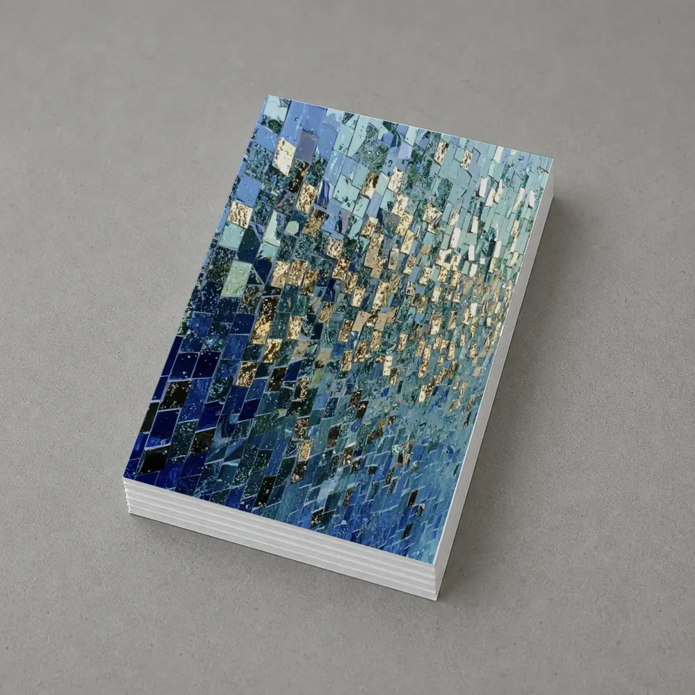 Blue Gold Mosaic Tile Abstract Wall Art – Postcards