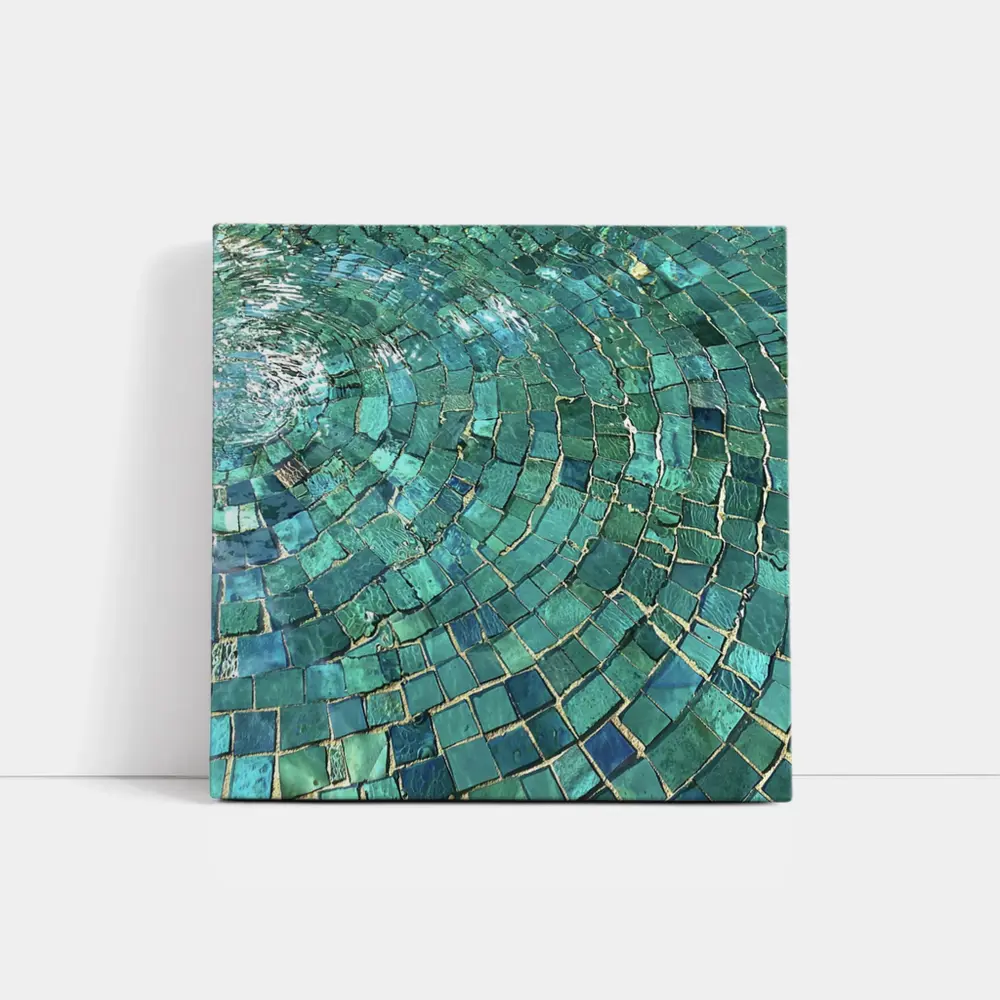 Teal Mosaic Tiles Swirling Pool Water – Wall Art