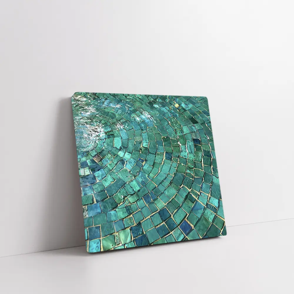 Teal Mosaic Tiles Swirling Pool Water – Wall Art