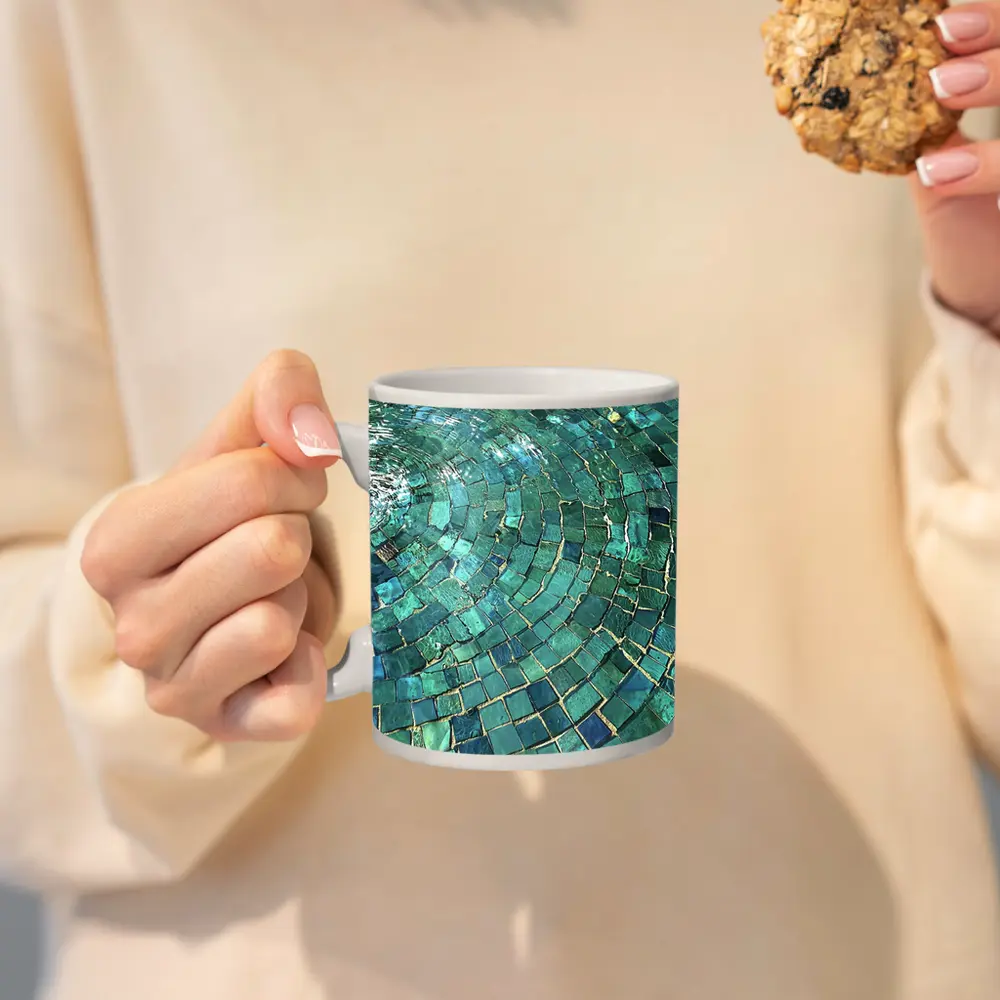 Teal Mosaic Tiles Swirling Pool Water – Mugs