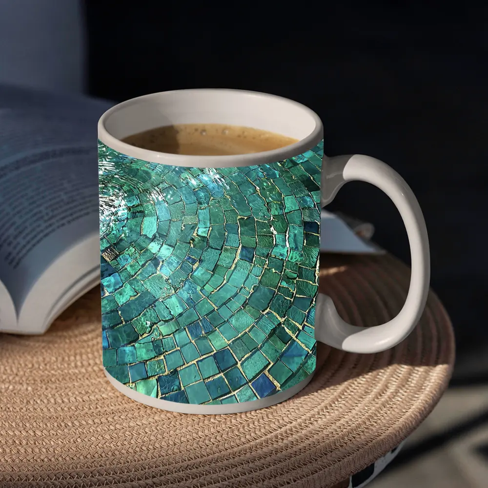 Teal Mosaic Tiles Swirling Pool Water – Mugs