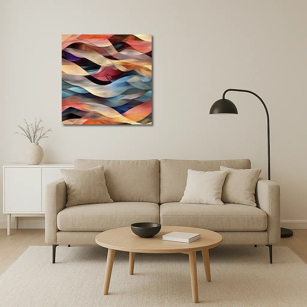 Colorful Abstract Wave Layers Mixed Tones – Wall Art