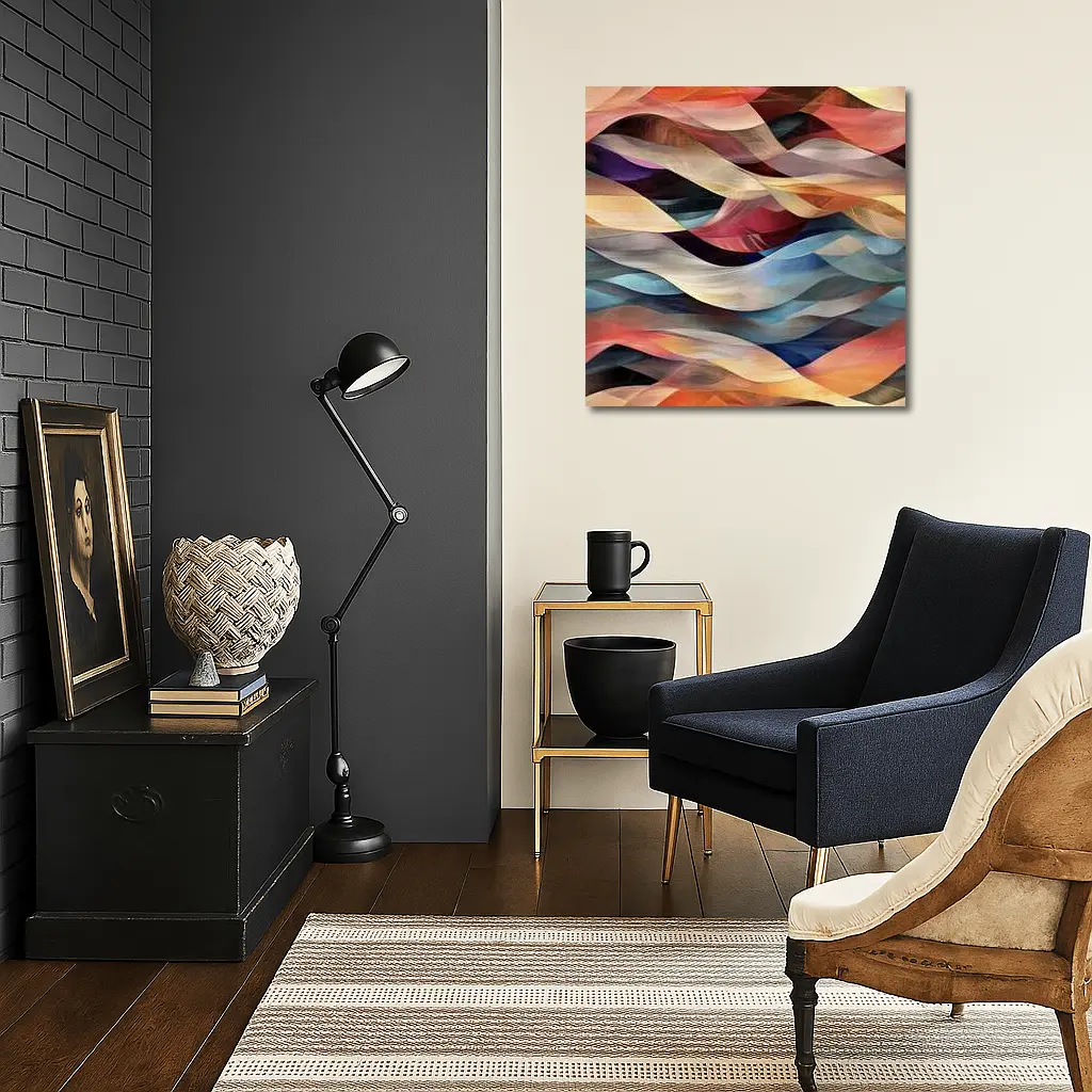 Colorful Abstract Wave Layers Mixed Tones – Wall Art