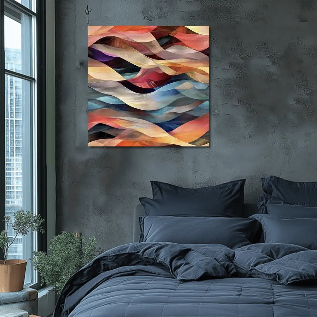 Colorful Abstract Wave Layers Mixed Tones – Wall Art
