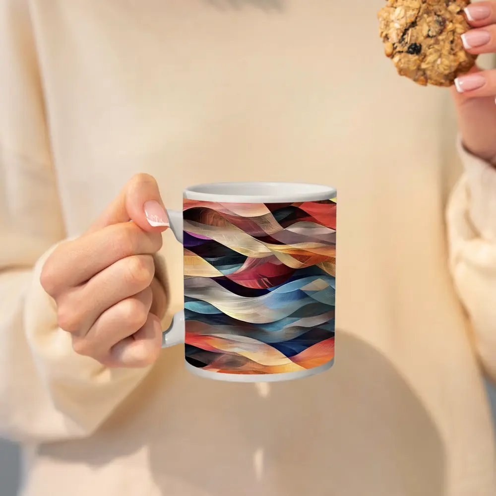 Colorful Abstract Wave Layers Mixed Tones – Mugs