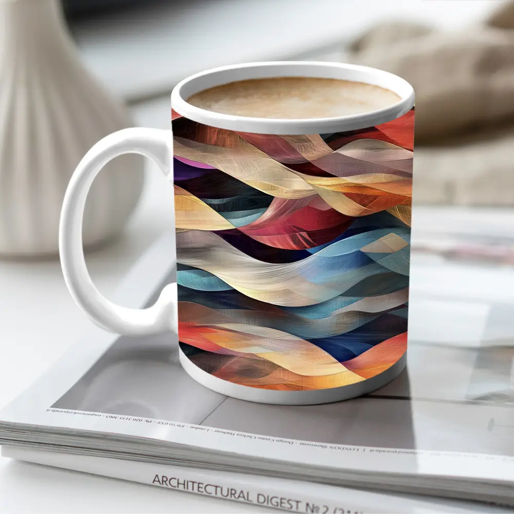 Colorful Abstract Wave Layers Mixed Tones – Mugs