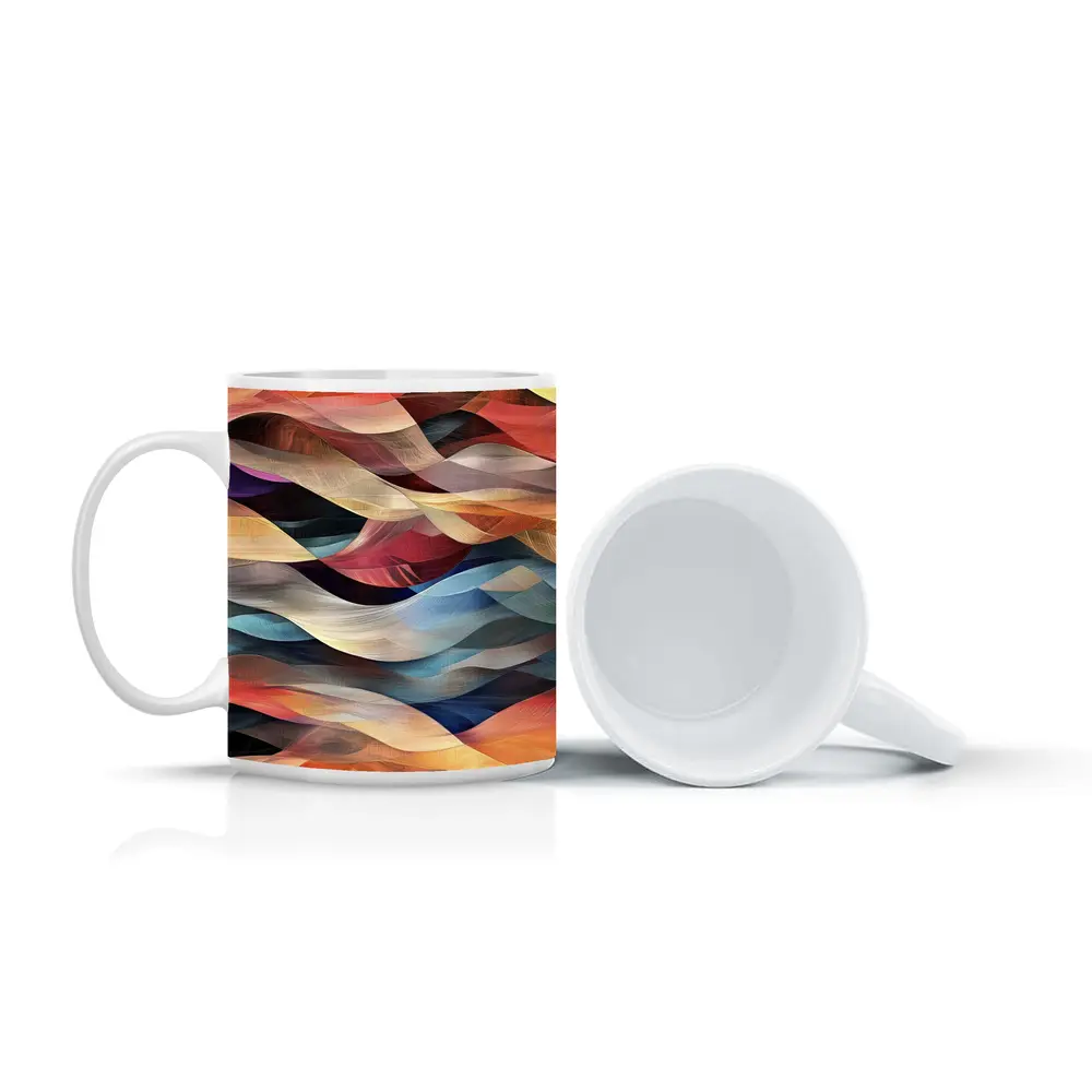 Colorful Abstract Wave Layers Mixed Tones – Mugs