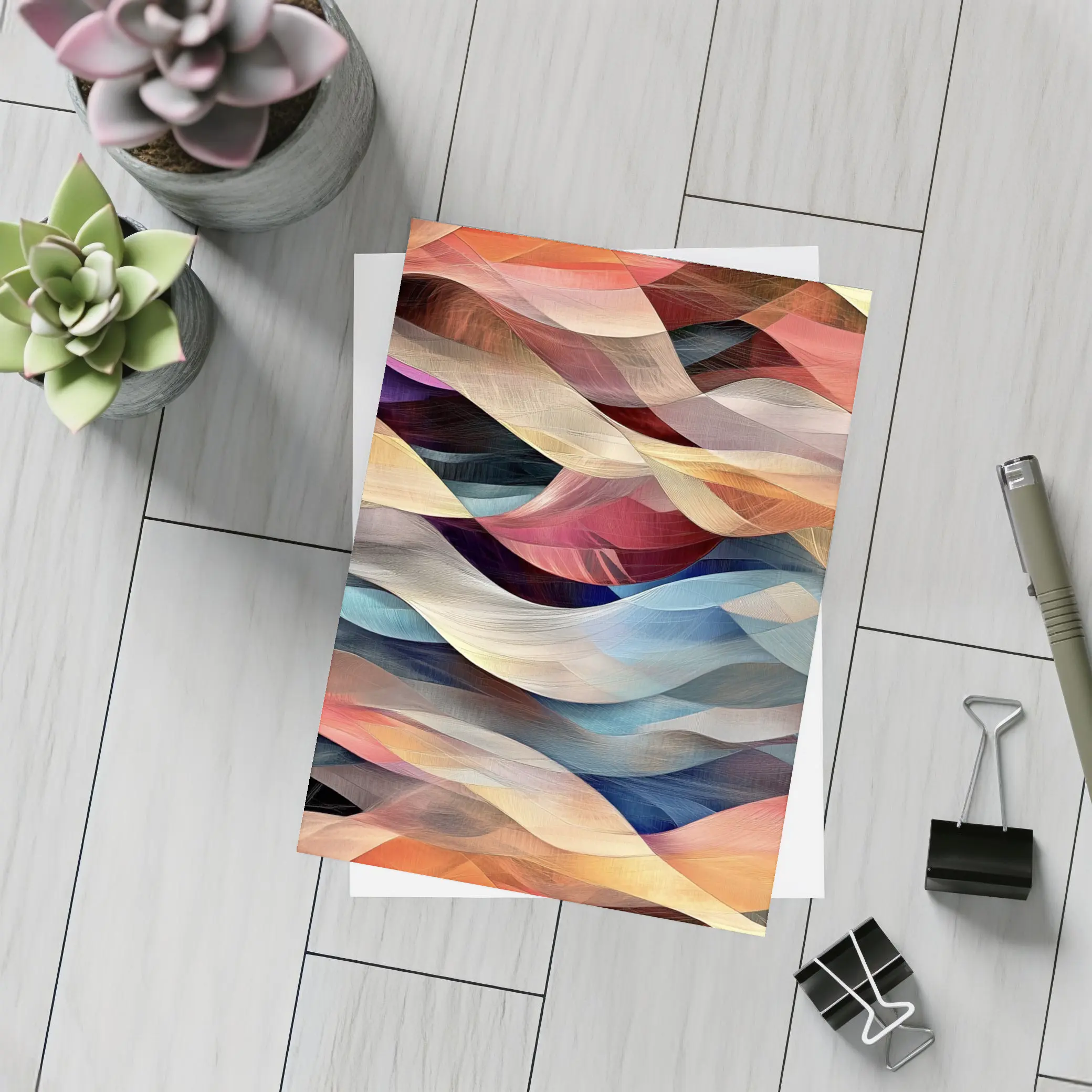 Colorful Abstract Wave Layers Mixed Tones – Postcards