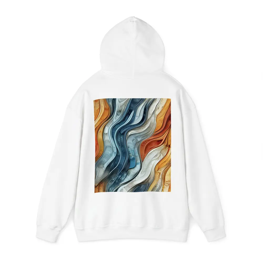 Flowing Waves Abstract Terracotta Blue Art – Hoodies