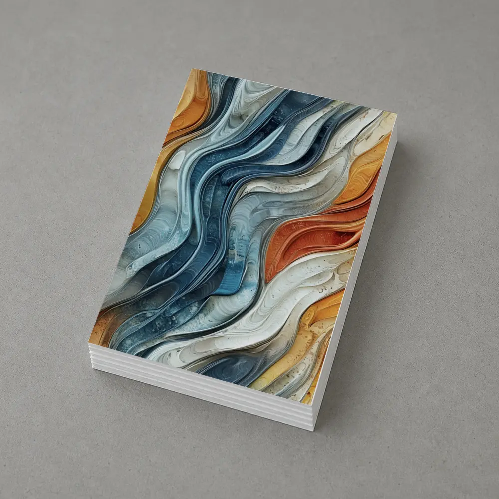 Flowing Waves Abstract Terracotta Blue Art – Postcards