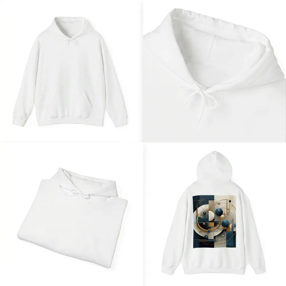 Abstract Blue Gold Geometric Spheres Art – Hoodies