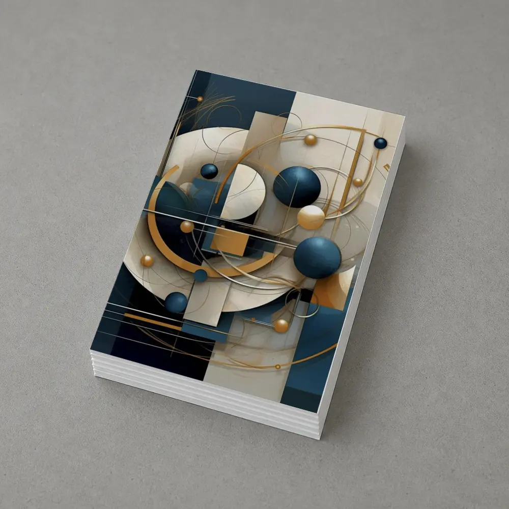 Abstract Blue Gold Geometric Spheres Art – Postcards