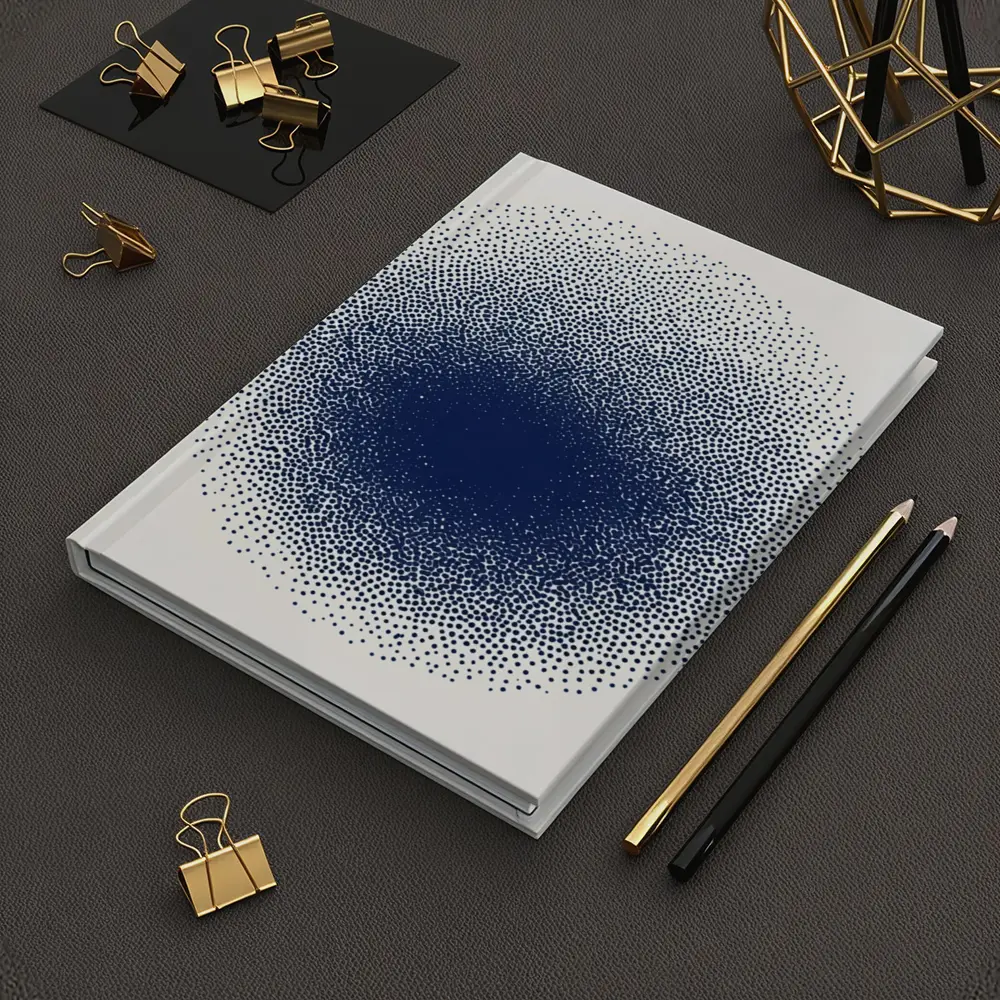 Navy Blue Dotwork Circle Abstract Minimal Art – Notebooks