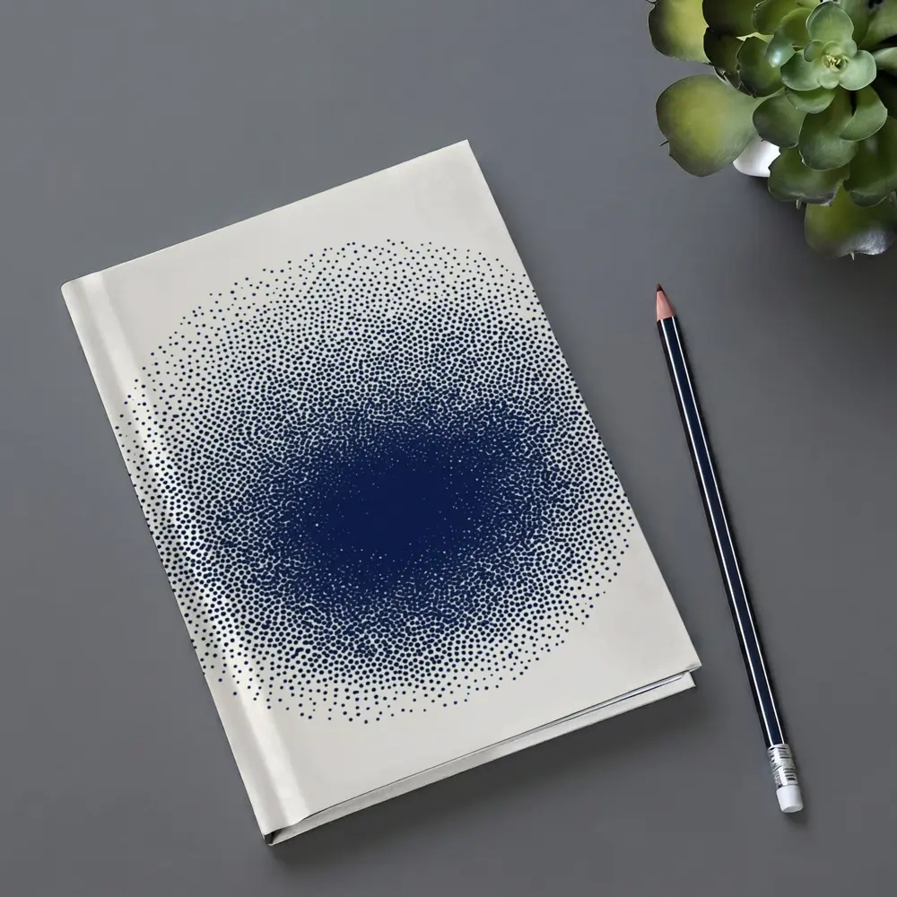 Navy Blue Dotwork Circle Abstract Minimal Art – Notebooks