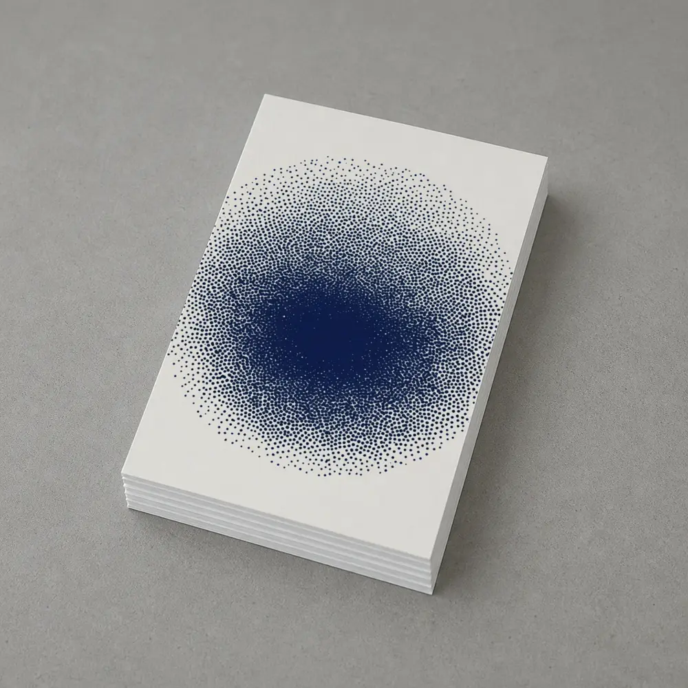 Navy Blue Dotwork Circle Abstract Minimal Art – Postcards
