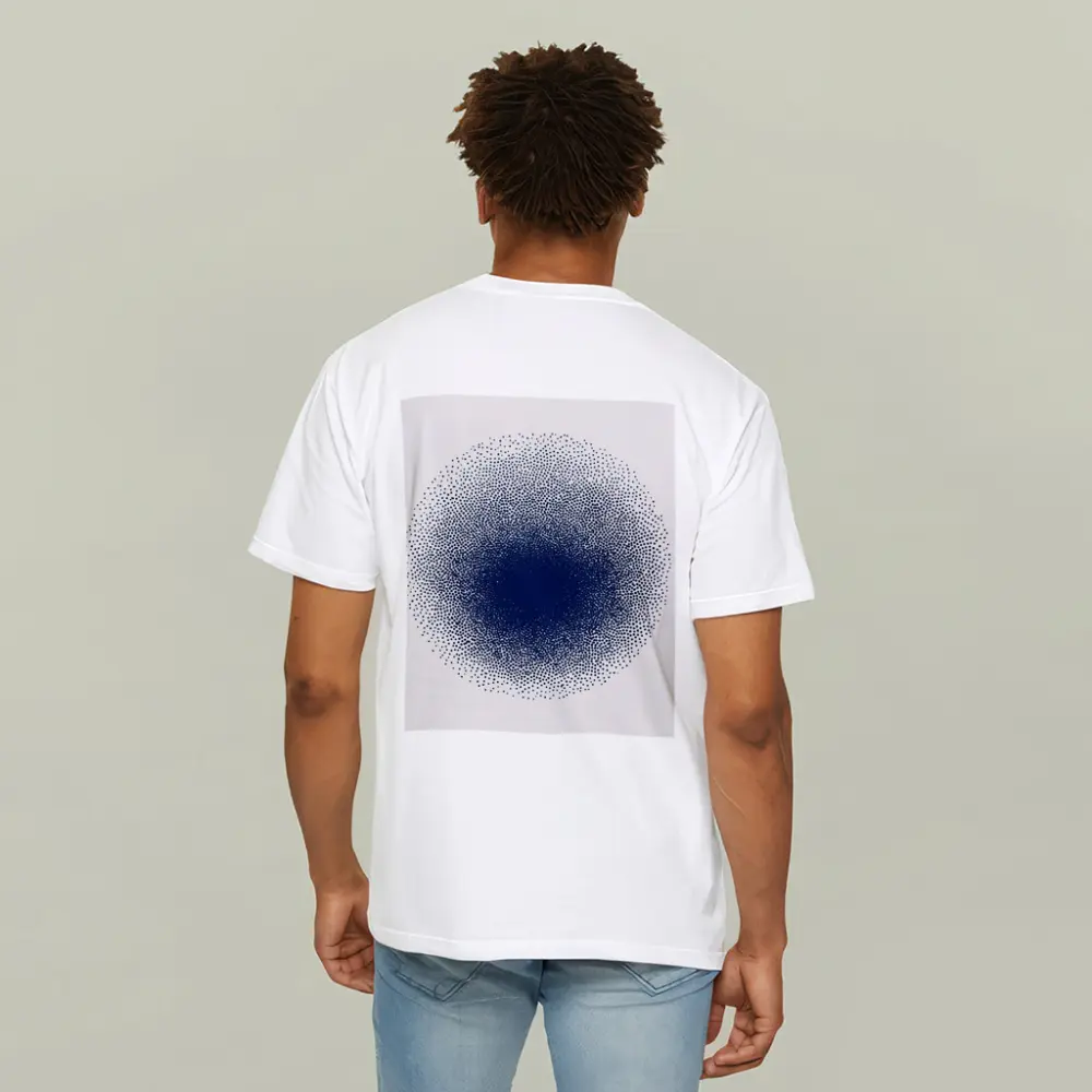 Navy Blue Dotwork Circle Abstract Minimal Art – T-Shirts