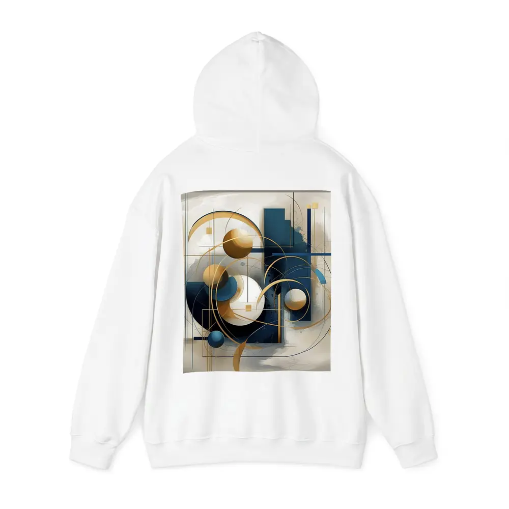 Gold Blue Geometric Abstract Art Beige Background – Hoodies