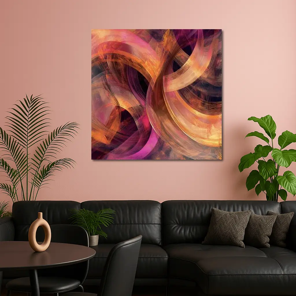 Swirling Circles Abstract Coral Pink Art – Wall Art