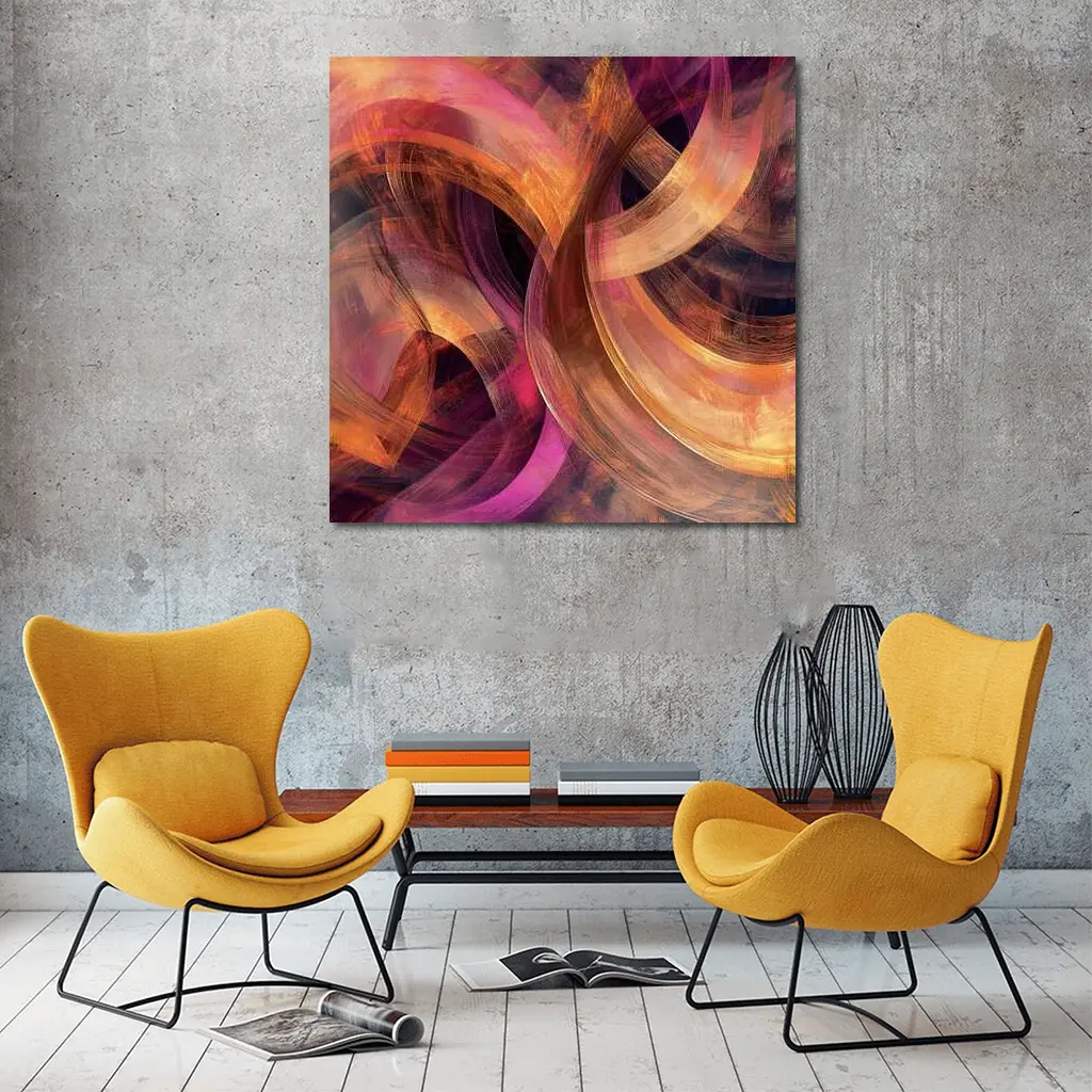 Swirling Circles Abstract Coral Pink Art – Wall Art