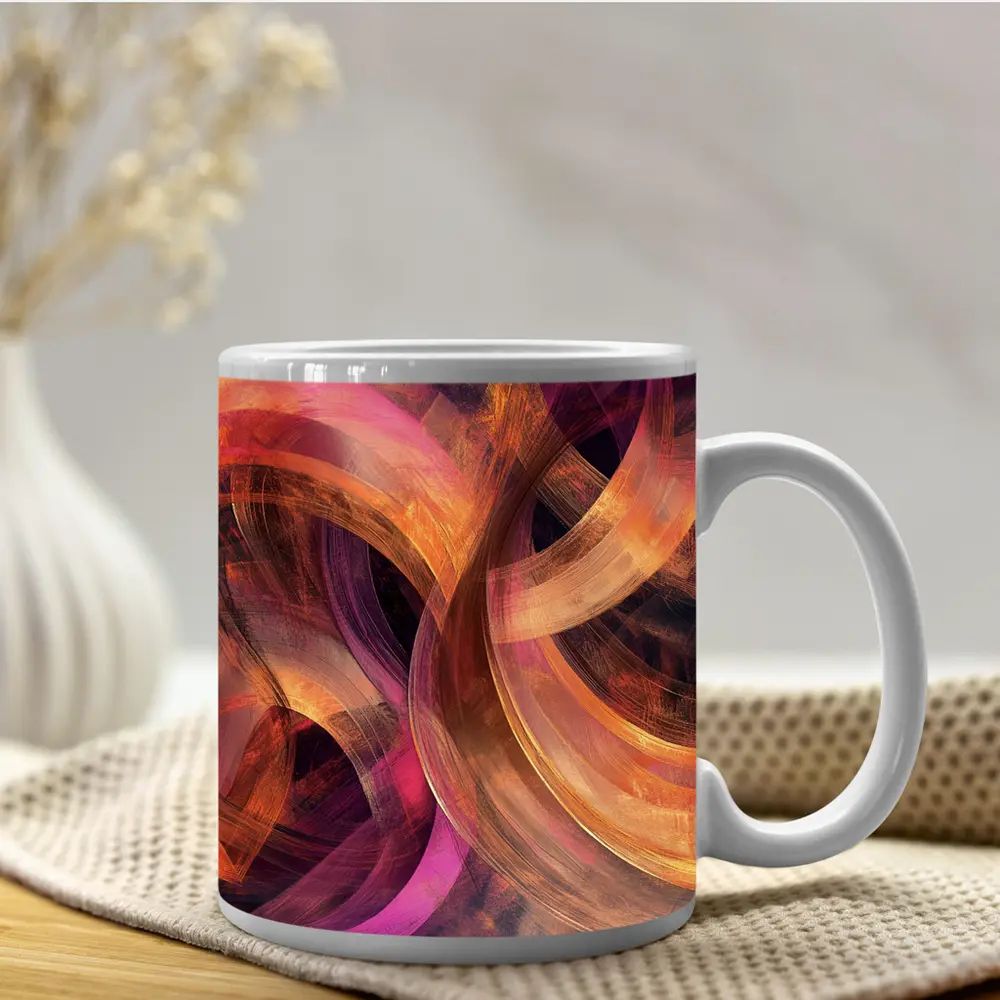 Swirling Circles Abstract Coral Pink Art – Mugs