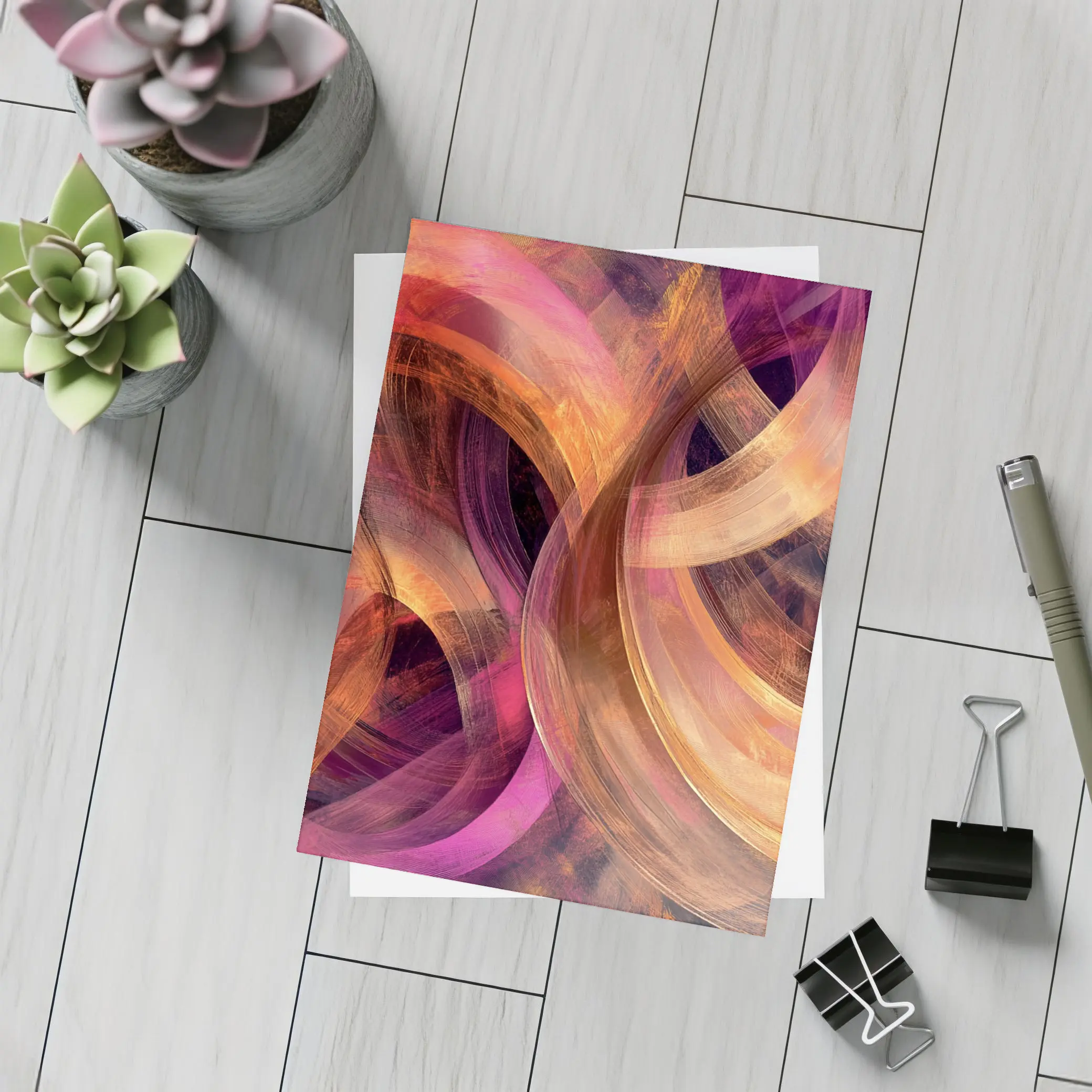 Swirling Circles Abstract Coral Pink Art – Postcards