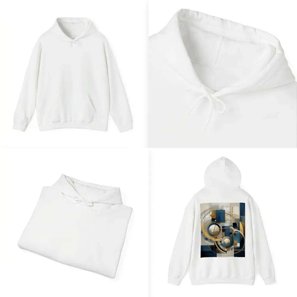 Gold Blue Geometric Abstract Art Circles – Hoodies