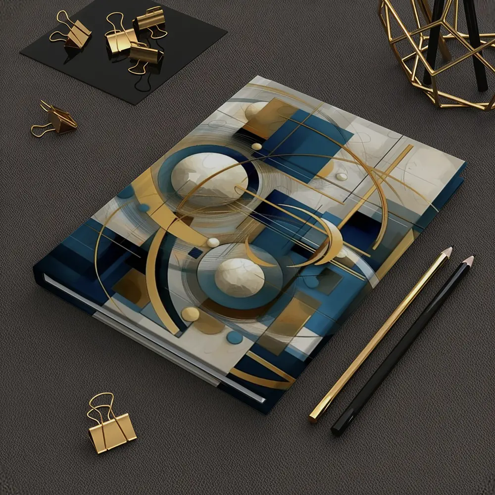 Gold Blue Geometric Abstract Art Circles – Notebooks