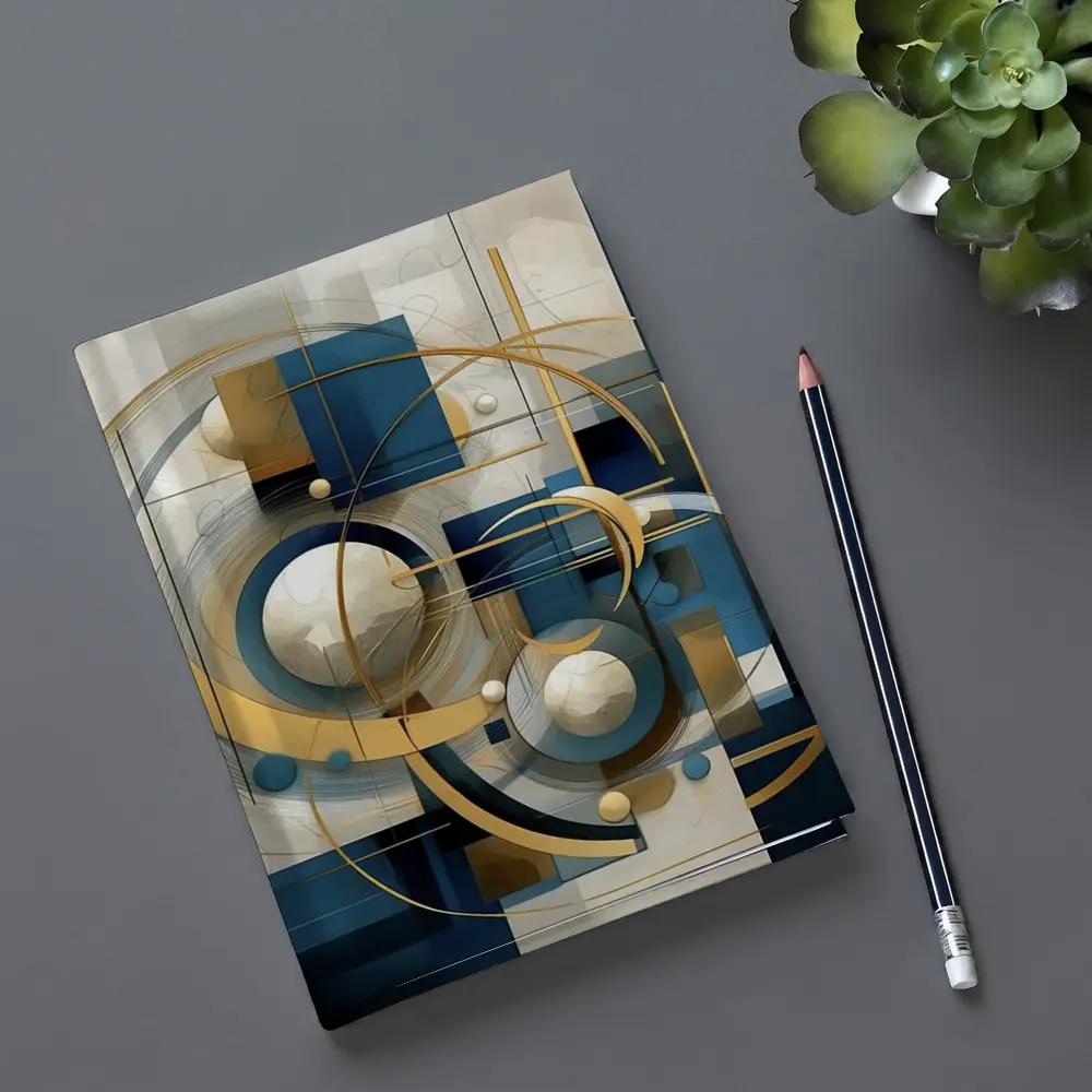 Gold Blue Geometric Abstract Art Circles – Notebooks