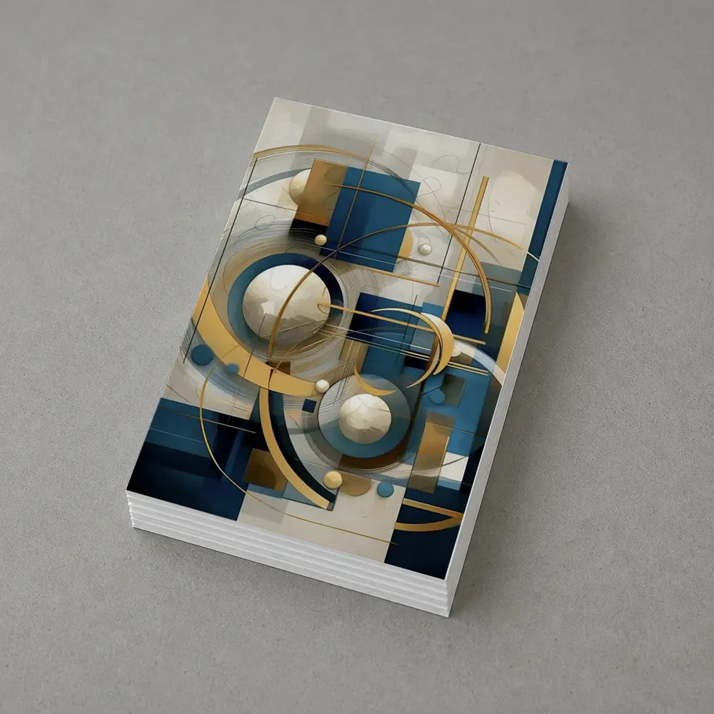 Gold Blue Geometric Abstract Art Circles – Postcards