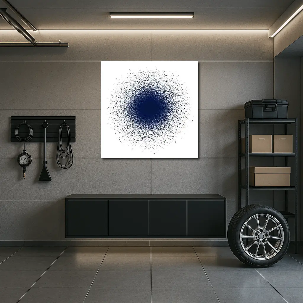 Navy Blue Dot Cluster Abstract Dark Explosion – Wall Art