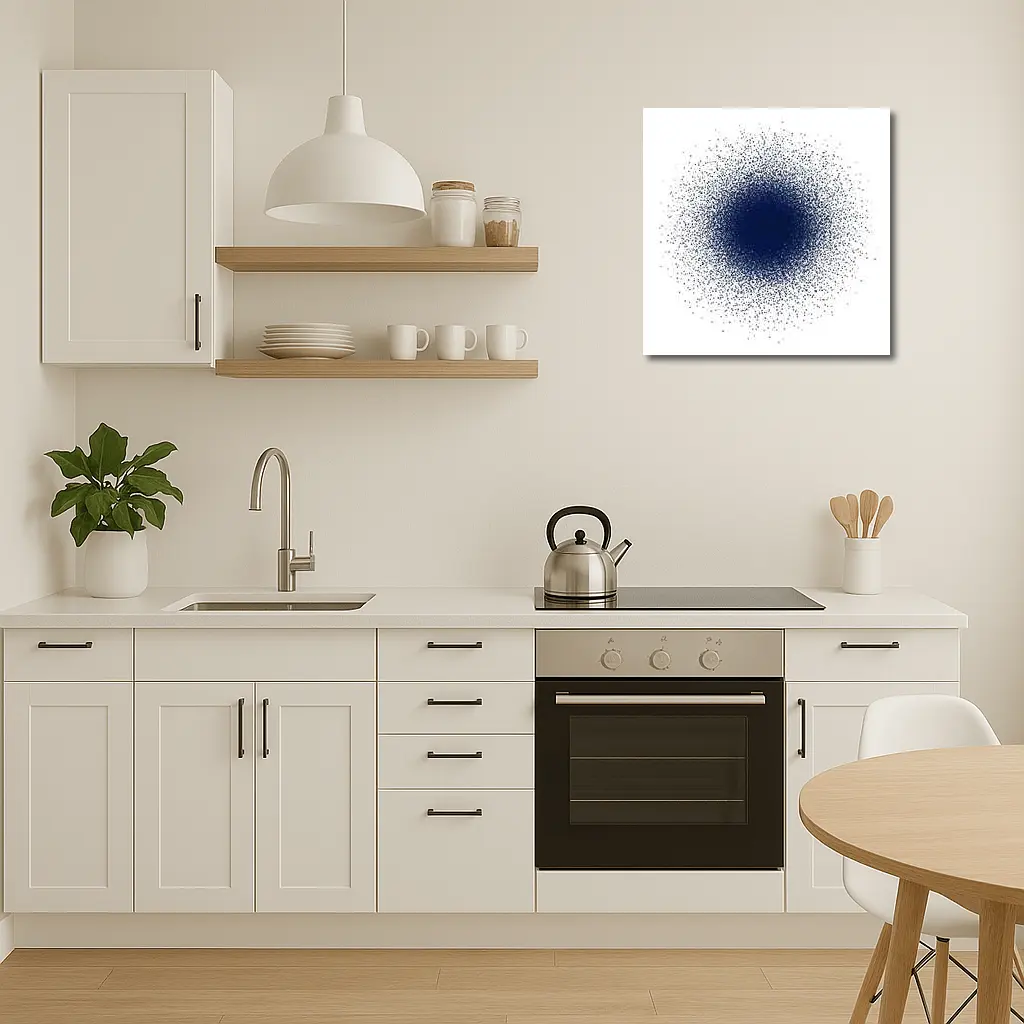 Navy Blue Dot Cluster Abstract Dark Explosion – Wall Art