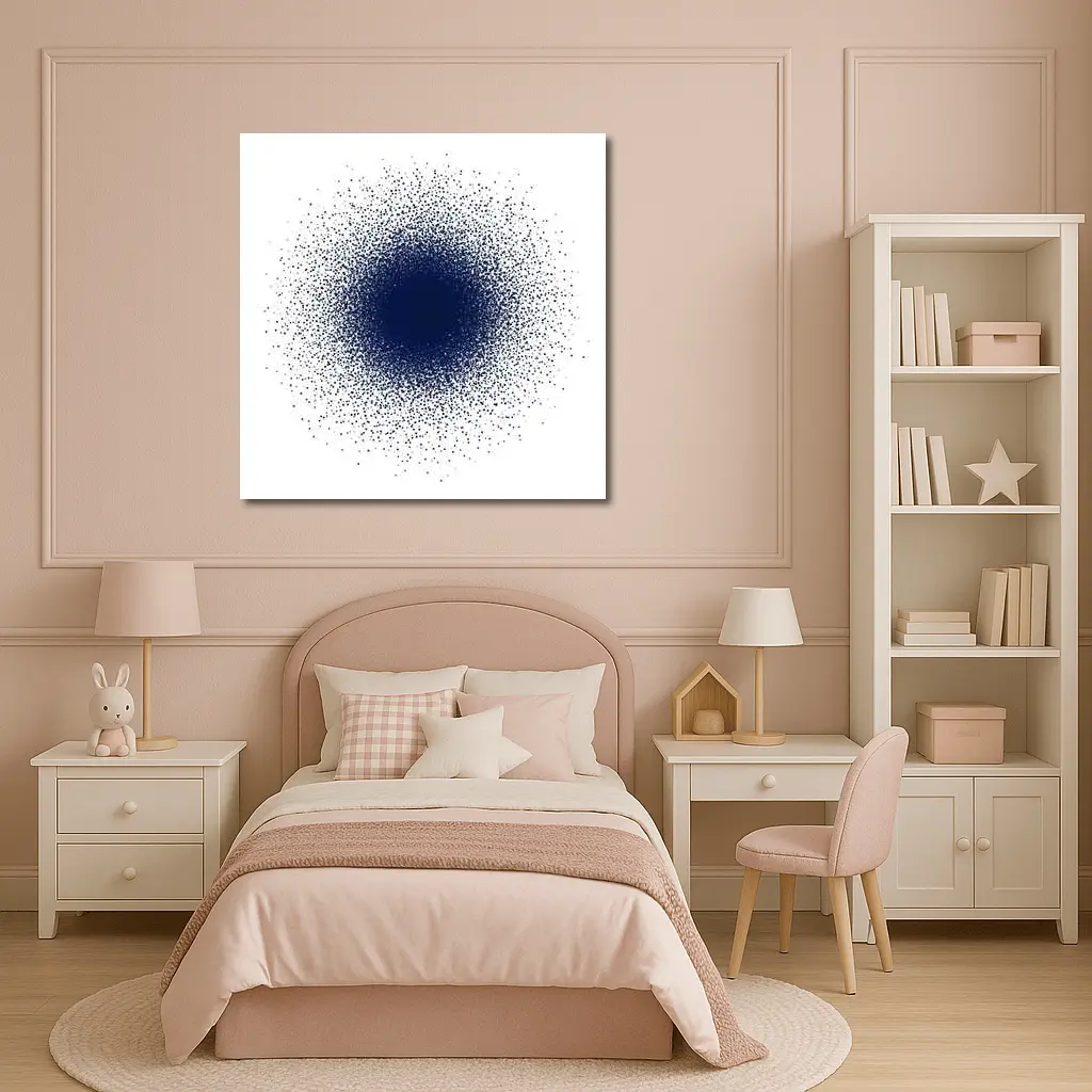Navy Blue Dot Cluster Abstract Dark Explosion – Wall Art