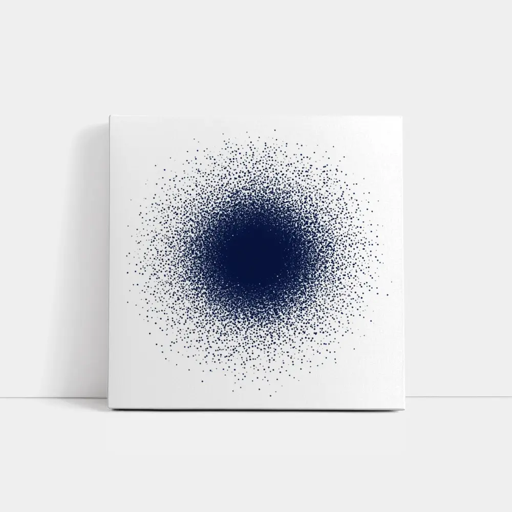 Navy Blue Dot Cluster Abstract Dark Explosion – Wall Art