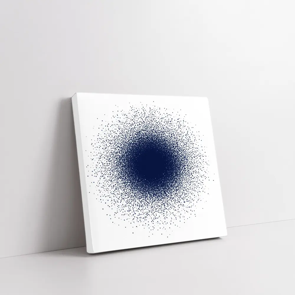 Navy Blue Dot Cluster Abstract Dark Explosion – Wall Art