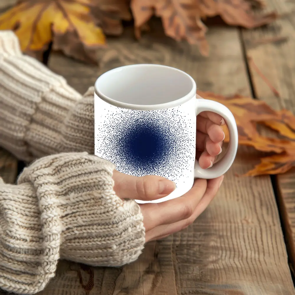 Navy Blue Dot Cluster Abstract Dark Explosion – Mugs
