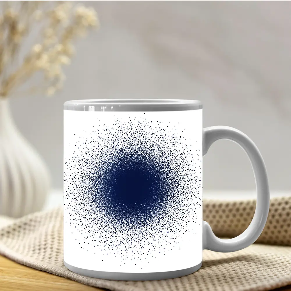 Navy Blue Dot Cluster Abstract Dark Explosion – Mugs