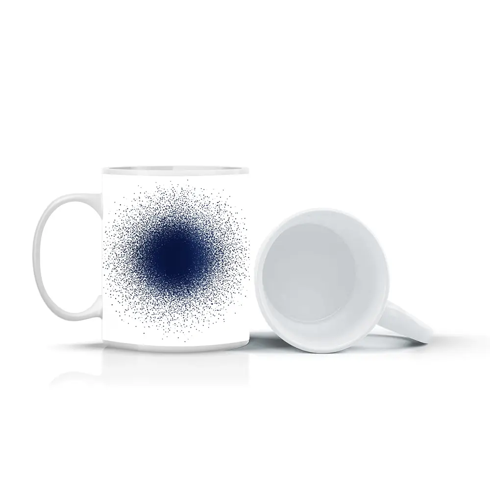 Navy Blue Dot Cluster Abstract Dark Explosion – Mugs