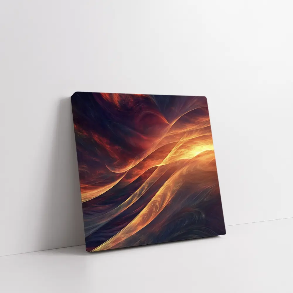 Fractal Flame Waves Dark Abstract Art – Wall Art