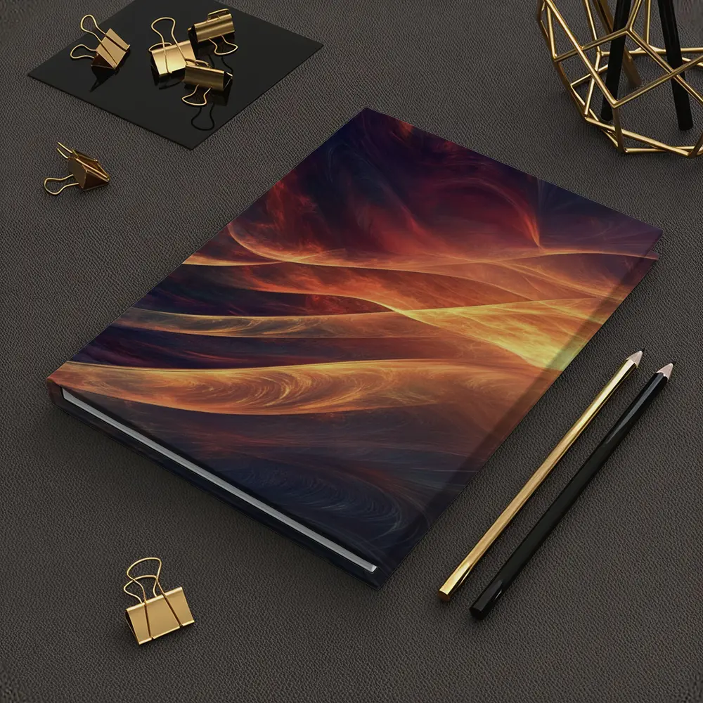 Fractal Flame Waves Dark Abstract Art – Notebooks