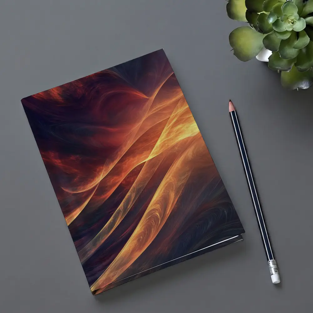 Fractal Flame Waves Dark Abstract Art – Notebooks