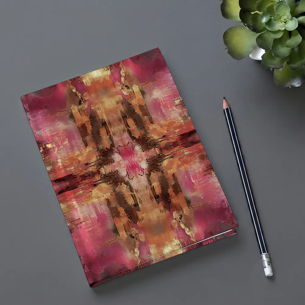 Pink Gold Abstract Mirrored Brushstroke Art – Notebooks