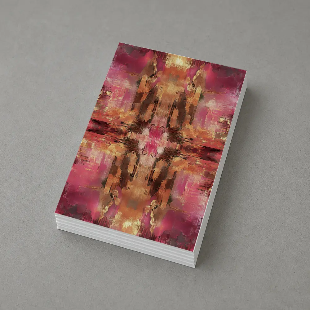 Pink Gold Abstract Mirrored Brushstroke Art – Postcards