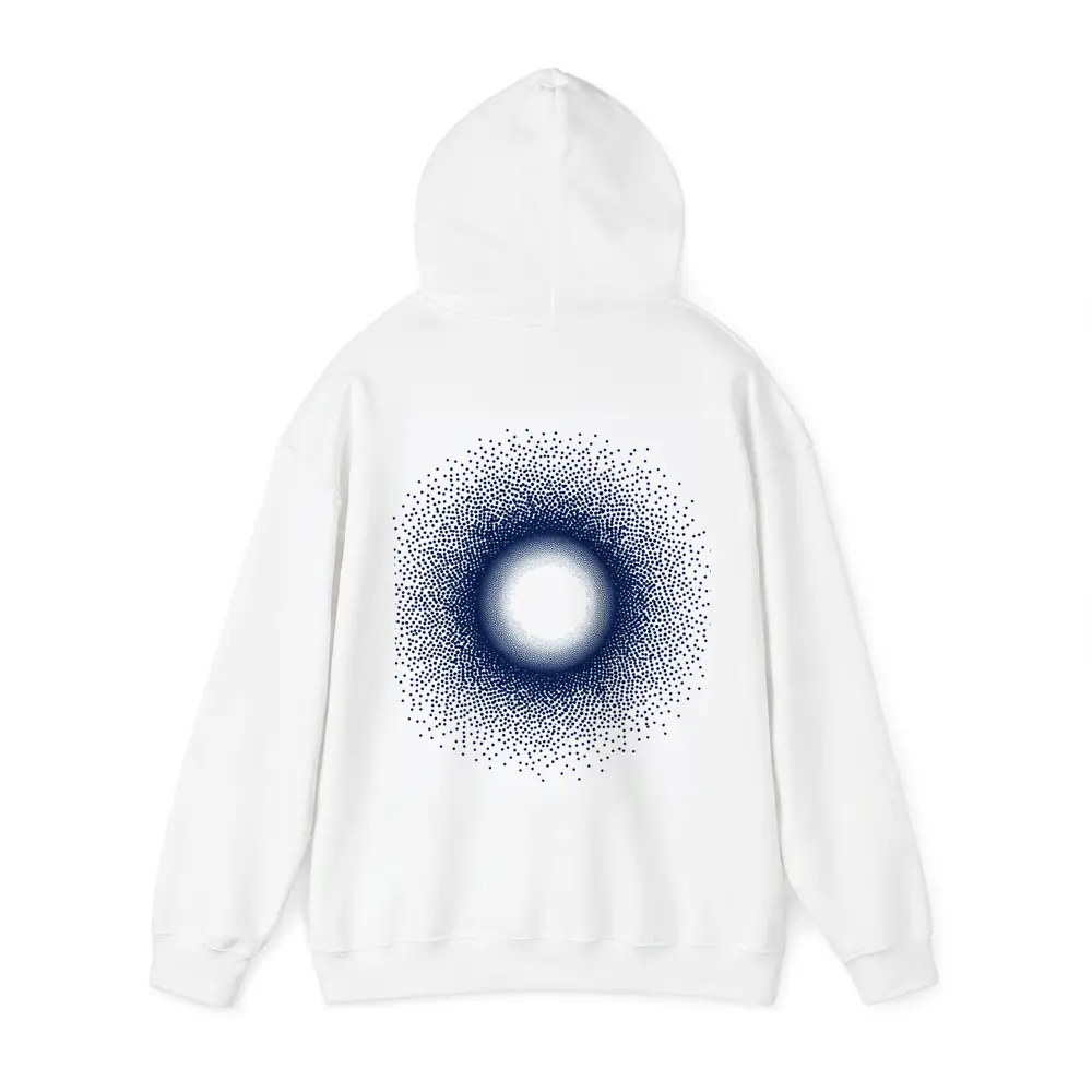 Navy Blue Halftone Dot Circle Abstract Art – Hoodies
