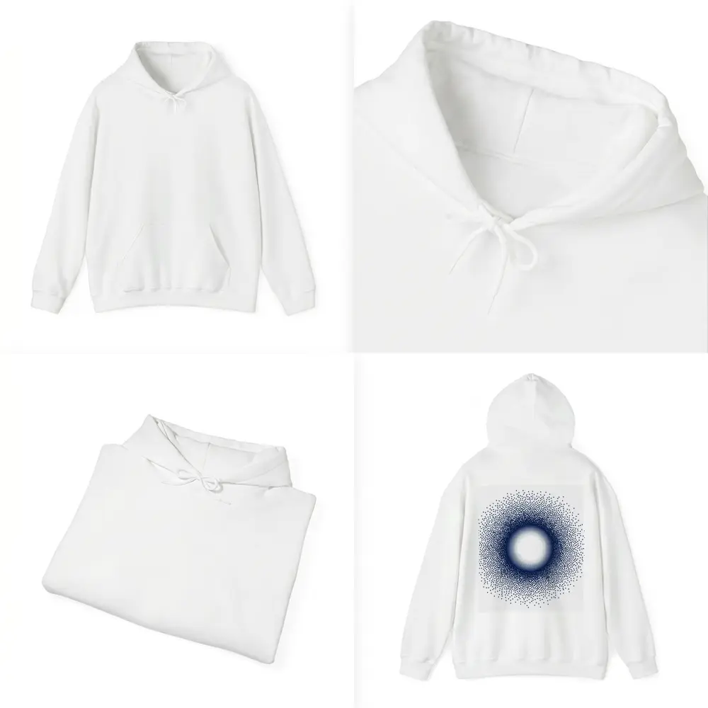 Navy Blue Halftone Dot Circle Abstract Art – Hoodies