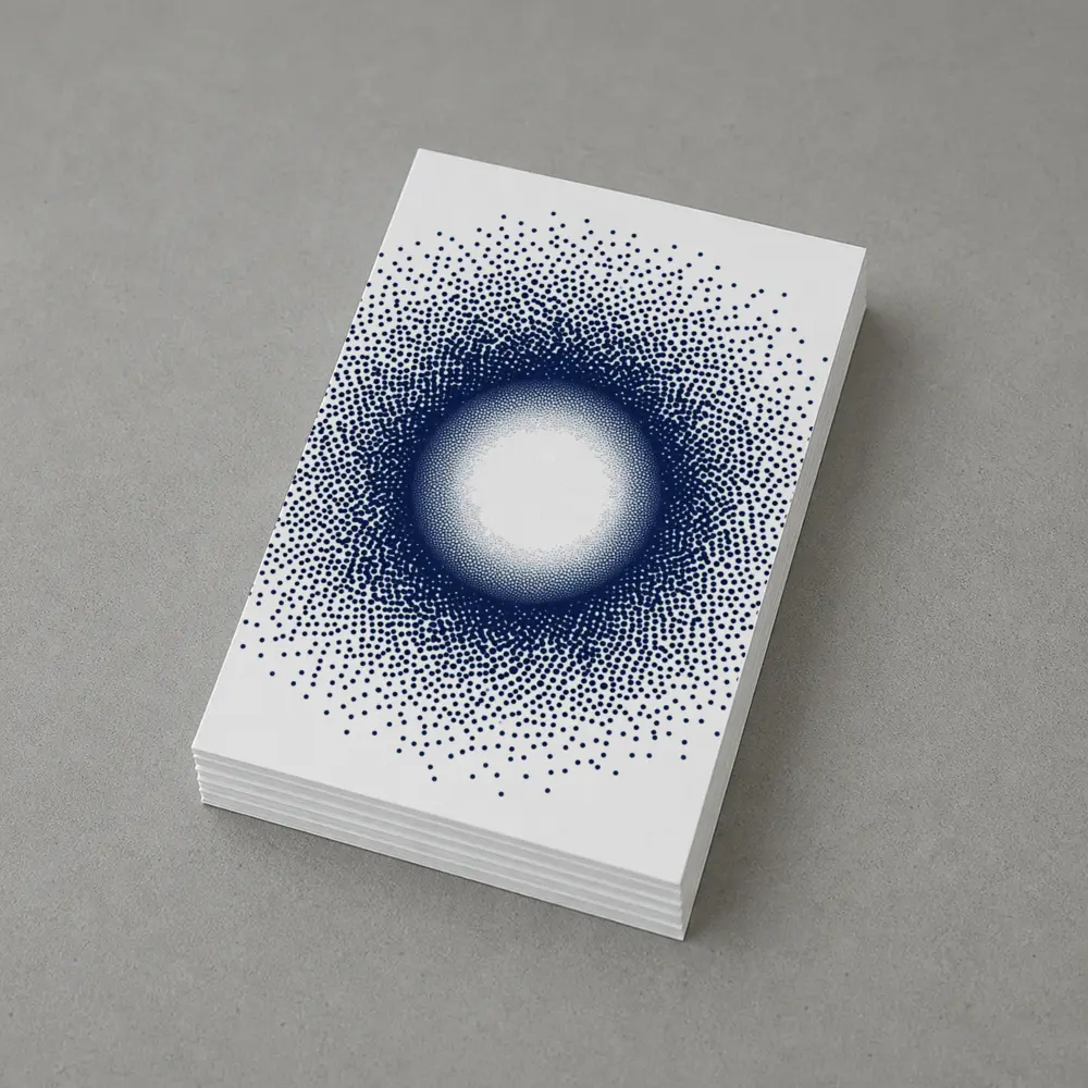 Navy Blue Halftone Dot Circle Abstract Art – Postcards