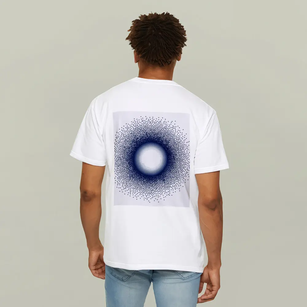 Navy Blue Halftone Dot Circle Abstract Art – T-Shirts