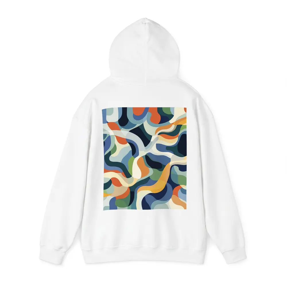 Retro Abstract Wavy Shapes Blue Orange – Hoodies